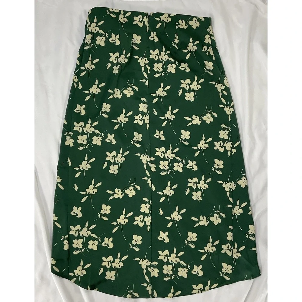 Urban Outfitters Kelly Tulip Faux Wrap Satan Midi Skirt Women L Y2K Grn Slit 431